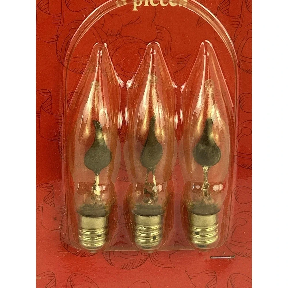 Kurt Adler NOS Flicker Flame Bulbs C7 120V Christmas Candle Lights 6pc Vintage